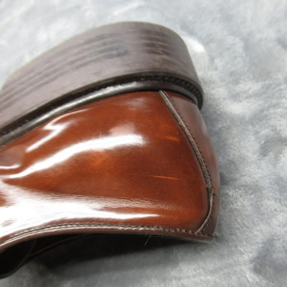 Lavorazione Artigiana Men 7.5M Dress Shoes Brown Leather Gloss Italy Made READ
